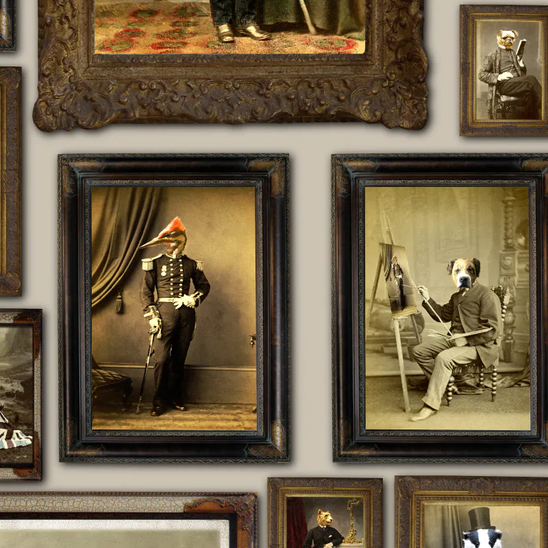 Colonel Fox & Friends at the gentleman's club, taupe/lys