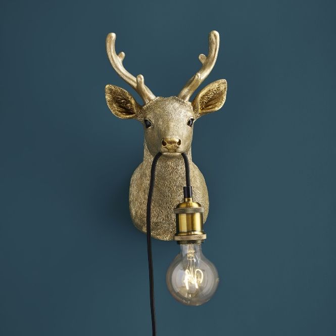 Hovedbilde Baby Harry vegglampe hjort gull