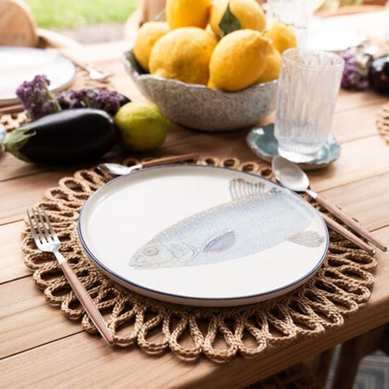 Serveringstallerken fisker Poisson Blue 27 cm assortet