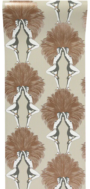 Showgirls tapet metallic bronze og cream/beige