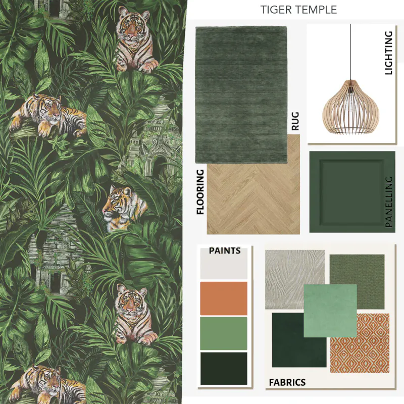 Tiger & Temple tapet grønn