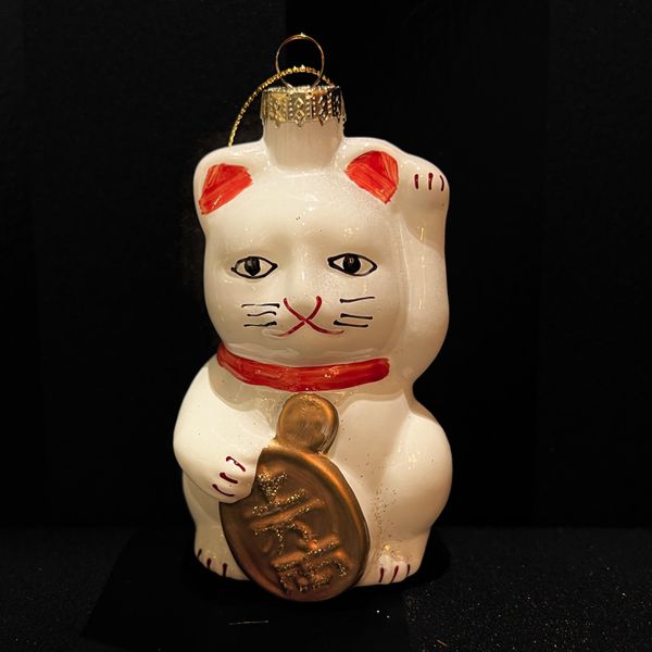 Hovedbilde Jule pynt Lucky Cat, glass hengepynt