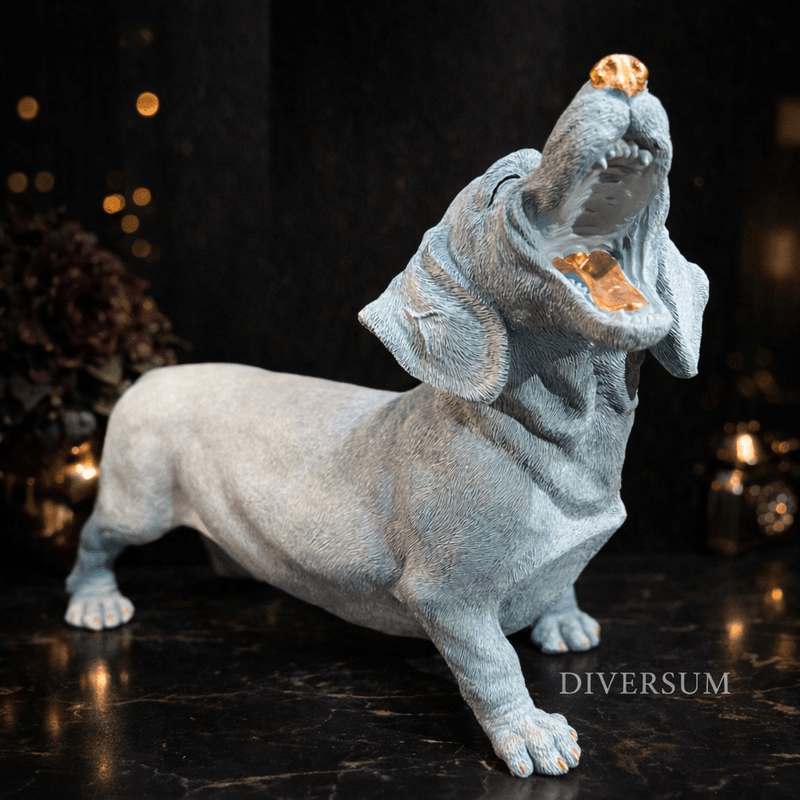 Happy Dachshund blå hundefigur