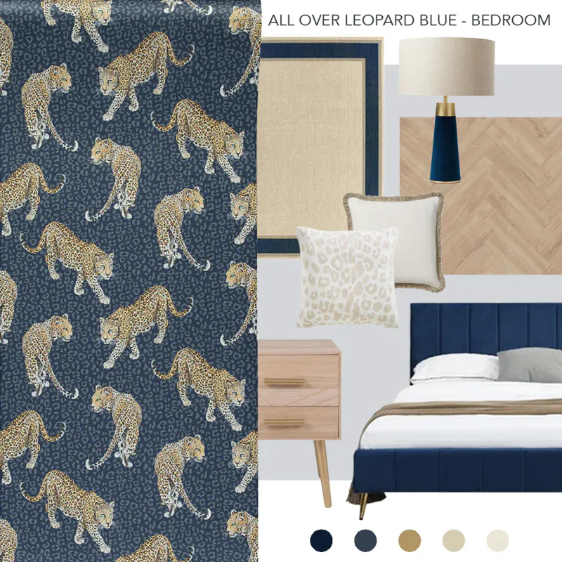 Leopard tapet blå
