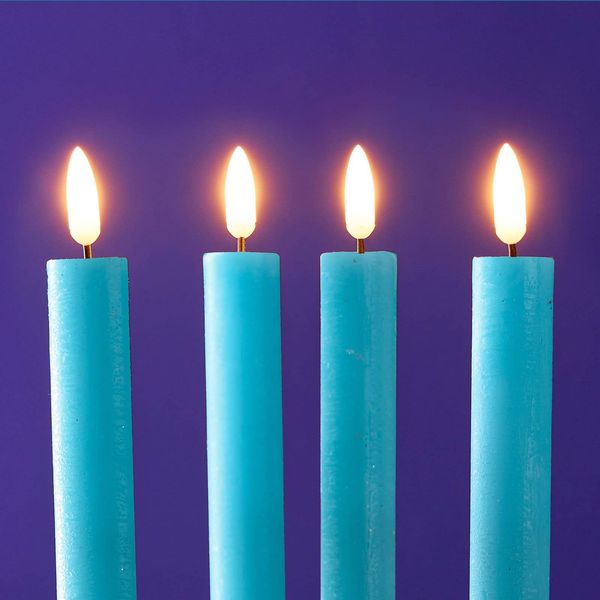Hovedbilde 4 Stearinlys LED med fjernk. blå