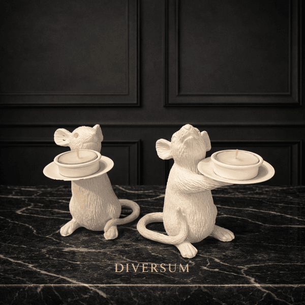 Hovedbilde Lysestaker telysholder Mus hvit