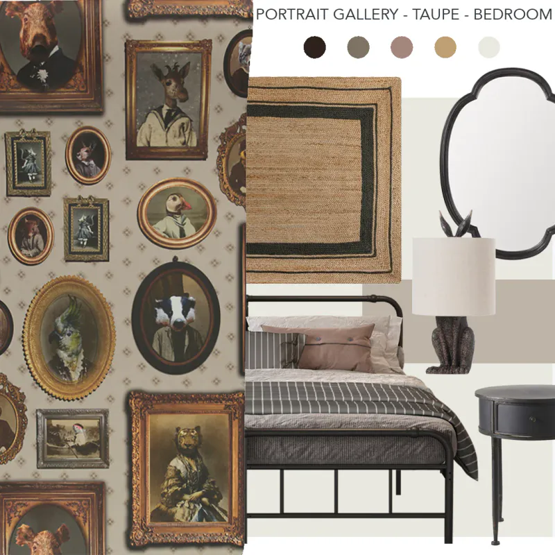 Portrait Gallery tapet taupe/lys