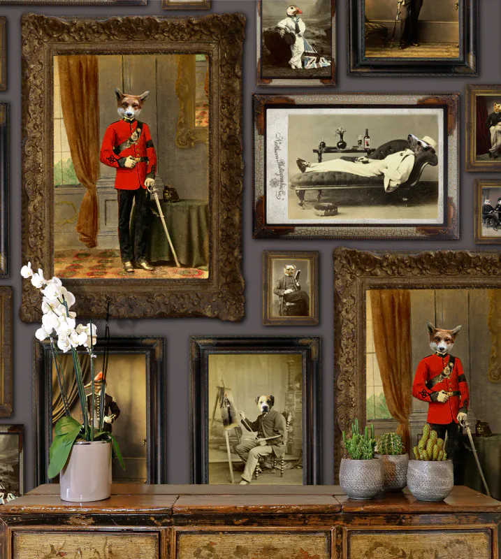 Colonel Fox & Friends at the gentleman's club, mauve/lilla
